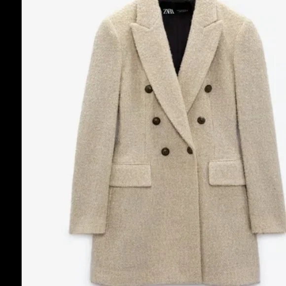 Zara Jackets Coats Zara Longline Wool Blend Boucle Blazer